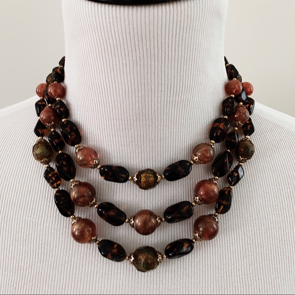 Vintage Trifari Beaded Necklace and Earring Set